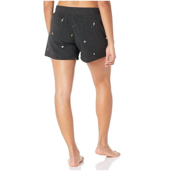 P.J. Salvage Womens Navy fleece shorts pink embroidered lightning M - Picture 2 of 6